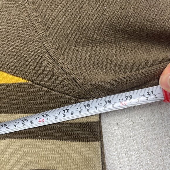 Y2K Volcom Mens M Brown / Yellow Long Sleeve Stripe Thermal Shirt Sweater Knit - Picture 7 of 14